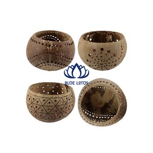 BEST SELLER BLUE LOTUS Pot suspendu en coquille de noix de coco de style farmhouse, respectueux de l'environnement |   Support pour plantes en corde de coton naturelle pour le jardin - Product Image 1