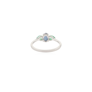 Classy Three Stone Natural Oval Blue Sapphire & Pear Shape <b>Emerald</b> 925 Sterling <b>Silver</b> <b>Ring</b> for Women Wholesale Fine Jewelry - Product Image 6