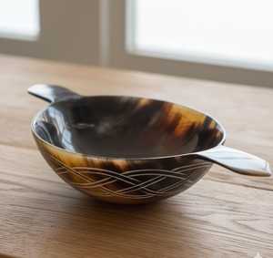 Handcrafted Polished Viking Buffalo Horn Bowl Set Engraved Natural Eco Friendly Salad Serving Bowl Medieval Vintage Home <b>Kitchen</b> - Product Image 3