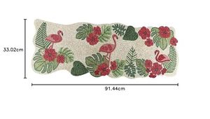 Floral Table <b>Runner</b> Cotton Printed Bohemian Style <b>Washable</b> Home Decor with Flamingo and Tropical Leaves Pattern - Product Image 2