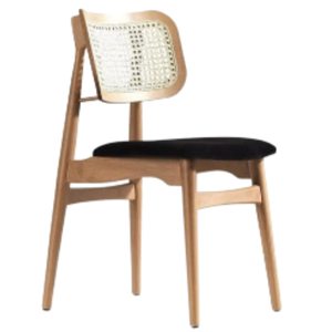Chaise de salle à manger moderne en bois massif avec assise rembourrée et dossier tressé en corde, chaises de salle à manger pour hôtel et restaurant, mobilier de salle à manger - Product Image 5