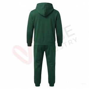 Conjunto Deportivo Verde para Hombre, Manga Larga, con Capucha y Cordón Ajustable, Color Sólido, Transpirable, Corte Regular, para Otoño - Product Image 2