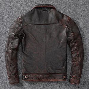 Chaqueta Safari de Invierno para Hombre, Recubierta de Mezclilla, Cuero Genuino, Grosor Estándar, Cuello Alto, Impermeable, con Botones de Cuerno y Diseño Estampado - Product Image 2