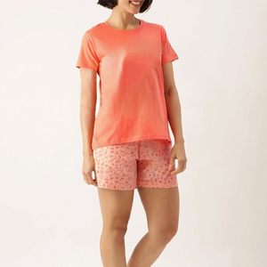 Conjunto de 2 Piezas para Mujer, Primavera-Verano 2025, Color Sólido, Manga Corta, Pantalones Cortos Casuales - Product Image 3