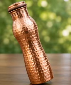 Copper Water Bottle Hammered Finish Portable Travel <b>Drinkware</b> Traditional Chinese Design - Product Image 1