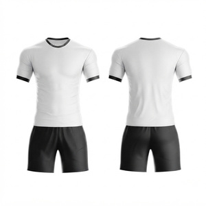 Maillot de football blanc pour homme, bordure noire, manches longues, coupe athlétique, 100 % polyester, évacuation de l'humidité, logo personnalisé, antibactérien, personnalisable - Product Image 5