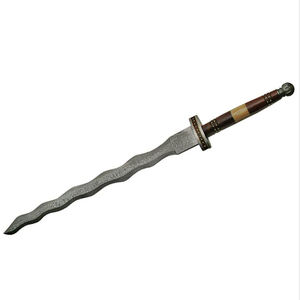 Cuchillo de Supervivencia de Alta Calidad, Estilo Damasco, para Exteriores, con Mango de Cuero, Personalizable, OEM, Colección de Espadas de Acero - Product Image 2