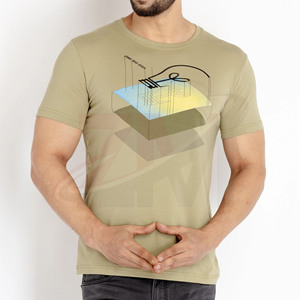 T-shirts amples marron unis pour hommes 100 % coton, style streetwear décontracté, coupe ample, basiques pour l'été, vente en gros, marque - Product Image 2