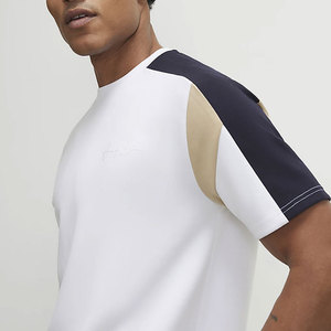 T-shirt long en coton tricoté 180 g/m² de haute qualité, motif à panneaux, coupe estivale, respirant, anti-boulochage, vierge - Product Image 6