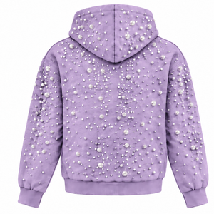 Sweat-shirt à capuche unisexe oversize en perles de lavande, style streetwear, avec poche kangourou, vêtement de mode personnalisé - Product Image 2