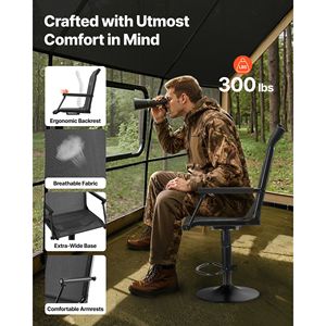 Sedia Girevole Silenziosa a 360 Gradi Leggera per Caccia e Pesca con Braccioli Imbottiti e Telaio in Acciaio Resistente - Product Image 2