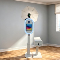 Kiosque à selfie ovale en métal détachable et réglable avec panneau personnalisé, anneau lumineux LED, flash, boîte à lumière, pour DSLR et iPad, idéal pour les célébrations intérieures et extérieures