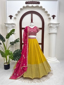 Ensemble Lehenga Choli avec dupatta, entièrement brodé, tenue traditionnelle indienne et pakistanaise pour mariage, robe longue pour femme - Product Image 1