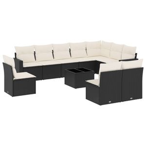 Grand ensemble de canapés de jardin en rotin PE noir avec pieds réglables - Product Image 2