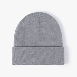 Wholesale White Knit Beanie <b>Hat</b> Ribbed Winter Cap Unisex Soft <b>Warm</b> Stretch Plain Skull Cap Custom Logo <b>Hat</b> - Product Image 3