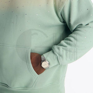 Conjunto de Sudadera con Capucha de Forro Polar Degradado Premium Unisex, Diseño con Pedrería, Chándal Personalizado de Mezcla de Algodón, Conjunto Deportivo Urbano OEM ODM - Product Image 5