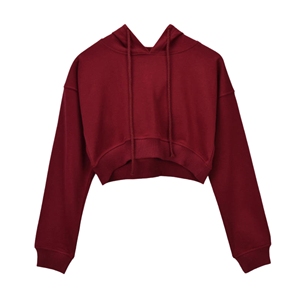 Sudadera Corta con Capucha para Mujer, Color Azul Claro, Manga Larga, Tejido de Punto, Estilo Casual, Invierno, Transpirable, Antiencogimiento, Mezcla de Algodón y Felpa - Product Image 6