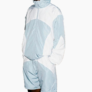 Ensemble de survêtement en nylon pour homme avec logo brodé du fabricant, pantalon de jogging color block et coupe-vent personnalisé - Product Image 6