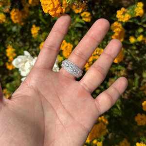 Round Brilliant Cut Moissanite Diamond Five Row Wedding Engagement <b>Ring</b> 925 Sterling <b>Silver</b> <b>Statement</b> <b>Ring</b> Hip Hop Style Jewelry - Product Image 6