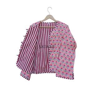 Veste matelassée en coton à imprimé floral, style bohème, vintage, pour femme, pour le bureau, l'université, respirante, écologique - Product Image 4