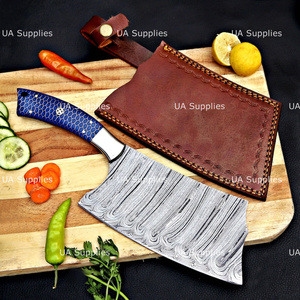 Cuchillo de carnicero de acero de Damasco de alta resistencia, forjado a mano, estilo moderno, mango de resina con diseño de panal, ambidiestro, 7 pulgadas, 3.5 mm - Product Image 3