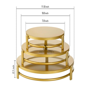 Modern Style Gold Metal <b>Cupcake</b> Display Stand Set Of 3. Sleek Minimalist Luxury Design Tripod Cake Stand For Catering & Events - Product Image 2