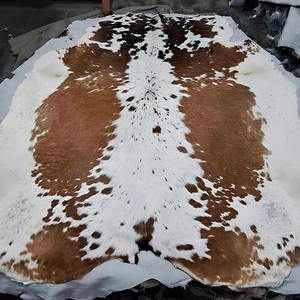 Large Cowhide Area Rug Tricolor Black Brown White Real Leather for Hotel Lobby <b>Lounge</b> Decoration and Heavy Duty Commercial Use - Product Image 3