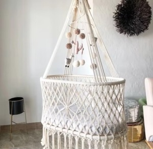 Premium Quality Bohemian Macrame Hanging Baby Cradle Canopy Infant Bed Comfortable Natural Weave Kids Bedroom Decor - Product Image 2