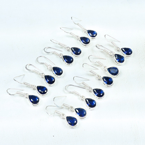 Nouvelle Arrivée Boucles d'Oreilles Pendante Goutte d'Eau en Argent Sterling 925 Plaqué Saphir Bleu Faites à la Main Vente en Gros Bijoux Artisanaux en Pierres Précieuses - Product Image 6