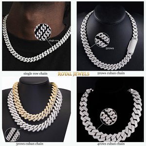 Collar de eslabones cubanos de moissanita chapado en oro rosa de alta demanda, cadena de plata 925 con microincrustaciones y cierre brillante redondo, regalo - Product Image 5