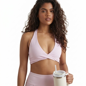 Women Solid Pink Sporty Activewear Set V-Neck Crop Top <b>Flare</b> <b>Leggings</b> Four-Way Stretch Quick Dry Lightweight Breathable Summer - Product Image 3