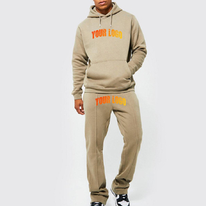 Conjunto Deportivo de Alta Calidad 100% Algodón para Hombre, Sudadera Holgada con Capucha y Pantalones Deportivos con Patrón Sólido, Venta al Por Mayor - Product Image 1