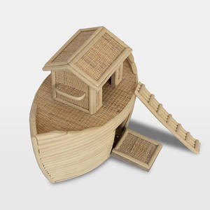 Juguete Infantil de Mimbre Hecho a Mano, Estilo Vintage, Modelo Arca de Noé, Barco de Madera Educativo para Bebés - Product Image 3