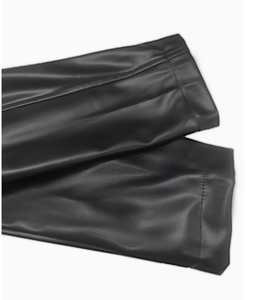 Plus Size Women s Long Faux Leather Trench Coat Solid Color Full Sleeve Notched Collar Autumn Outerwear Casual Style - Product Image 5