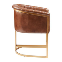Chaises de salle à manger design avec coussin en cuir véritable et structure en fer, design traditionnel, portables pour la maison, le bureau et le bar à domicile