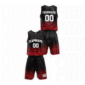 Uniforme de baloncesto con estampado digital personalizado en rojo rosa, conjunto de camiseta y pantalones cortos de baloncesto transpirables de secado rápido para adultos - Product Image 2