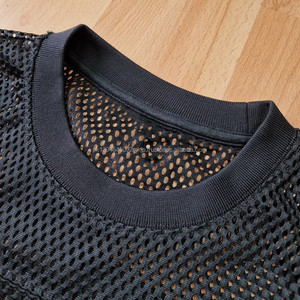 Camiseta cuadrada de algodón transpirable para hombre, ropa de calle de verano personalizada, camiseta de malla cuadrada recortada lavada Vintage de peso pesado para hombre - Product Image 3