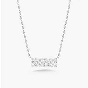 Lab Grown Diamond Bar Necklaces Dainty Pave Set Adjustable 16-18Inches Size Minimalist Small Tiny <b>Pendant</b> 10K 14K 18K <b>Solid</b> <b>Gold</b> - Product Image 3