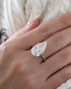 Anillos de Compromiso y Matrimonio de Lujo con Diamante Moissanite de Laboratorio en Forma de Pera de 2 Quilates y Plata de Ley 925 - Product Image 1