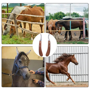Couteau à sabots long en acier inoxydable japonais doré de qualité supérieure avec crochet Rhino et manche en bois lisse pour chevaux et ânes - Product Image 5