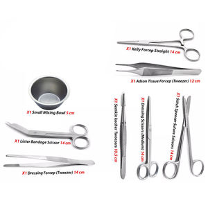Kit chirurgical orthopédique en acier inoxydable : Ciseaux, Pinces, Gallipot, Plateau réniforme, Matériel de soins des plaies et de suture manuel pour médecins, Certifié CE, par Dwntavex - Product Image 3