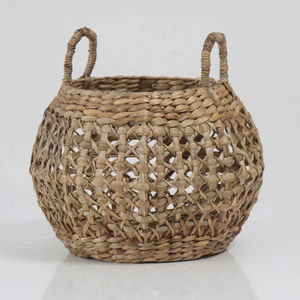 Cesta redonda clásica de jacinto de agua, cesta de almacenamiento hecha a mano, venta al por mayor, ecológica, hecha en Vietnam - Product Image 1