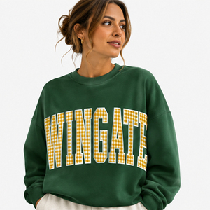 Sudadera Wingate de cuello redondo extragrande para mujer, corte relajado, cuello simulado, estampado gráfico, cuello alto, forro polar, manga larga, informal - Product Image 1