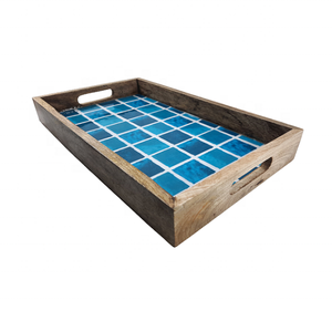 Bandeja de servicio de esmalte de madera de mango hecha a mano para té y café decoración del hogar nuevo regalo para el hogar bandeja de mesa de centro de calidad - Product Image 3
