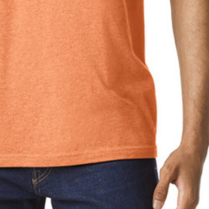 เสื้อยืดผู้ชาย CVC สีส้มอมเหลือง รุ่นพรีเมียม ผ้าคอตตอนผสม แขนสั้น ระบายอากาศได้ดี น้ำหนักเบา สวมใส่สบาย - Product Image 6