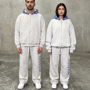 Custom Winter Casual Solid Hooded Tracksuit Men Women Blank Heavyweight Cotton Fleece <b>Sweatshirt</b> Jogger Pants Two Piece <b>Gym</b> - Product Image 5