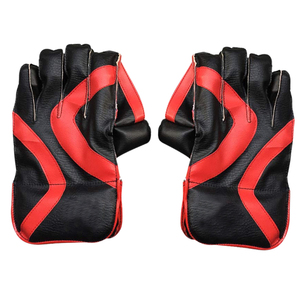 Gants de frappe en cuir noirs et rouges, rembourrés, sans doigts, pour baseball et softball (paire) - Product Image 1