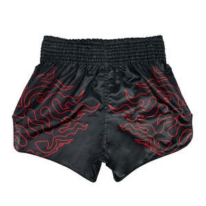 Pantalones Cortos Negros de MMA para Hombre con Estampado de Llamas Rojas, Secado Rápido, Poliéster, Ropa de Artes Marciales, Corte Regular, Talla Adulto - Product Image 2