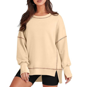 Sweat-shirts surdimensionnés pour femmes, dernière conception OEM/ODM, haute qualité, personnalisés, manches longues, épaules tombantes, coton respirant - Product Image 5