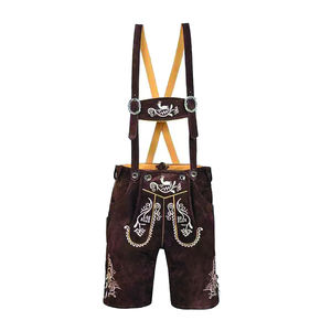 Traje de Lederhosen alpino para hombre, conjunto de ropa para Oktoberfest con pantalones cortos de cuero bordados a mano y camisa bávara Trachten - Product Image 1